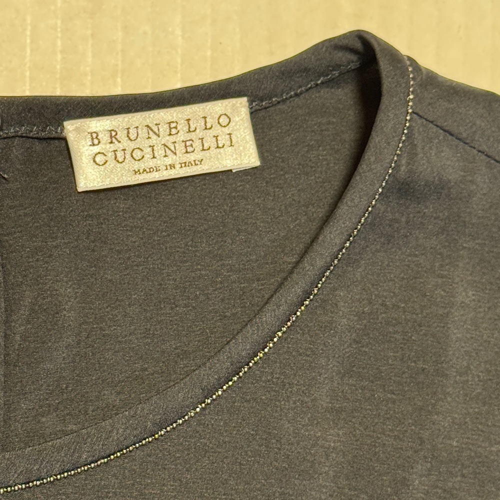 BRUNELLO CUCINELLI Women's Embellished Blouse Crewneck Long Sleeve Silk Blend SM - Picture 3 of 16
